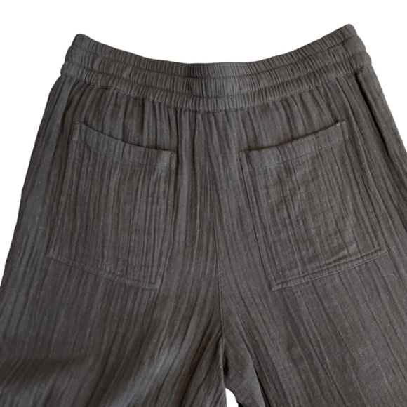 ME + EM Cheesecloth Cropped Wide Leg Black Pants - Picture 6 of 10